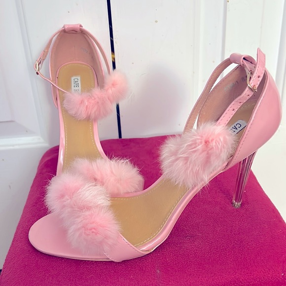 Cape Robbin Shoes - Cape Robbin Pink Heels with Fluffy Accents